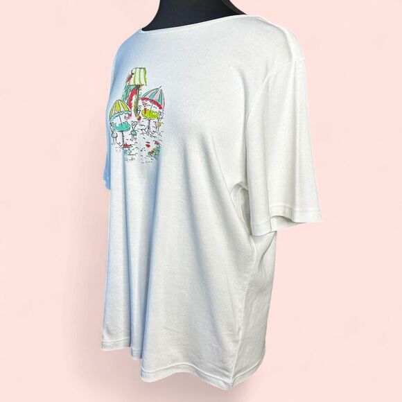 NWT CJ Banks Cottagecore Cafe Graphic Tee – White 1X - Whimsical Patio Scene - Picture 3 of 8